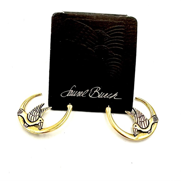 Laurel Burch Moon Doves Half Hoop Earrings Vintage Retired - Picture 7 of 9